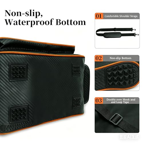 Fishing Tackle Box, Waterproof Tackle Trays for Saltwater & Freshwater - Fishing Gear Shoulder Bag For Men (Tackle Boxes Not Included) - color: Black Orange
