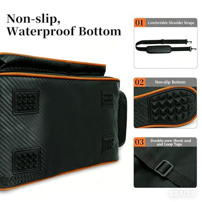 Fishing Tackle Box, Waterproof Tackle Trays for Saltwater & Freshwater - Fishing Gear Shoulder Bag For Men (Tackle Boxes Not Included) - color: Black Orange