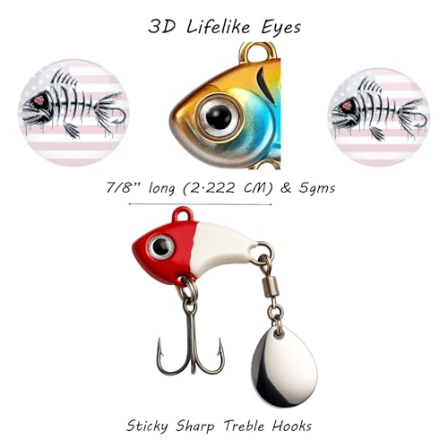 5pc Ice Jig Minnows Fishing Lure - Ice Fishing Bass Trout Walleye Pike Crappie Salmon Saltwater Freshwater Spinner Hard Crankbait Treble Hook Jig Kit - size: Size 5g