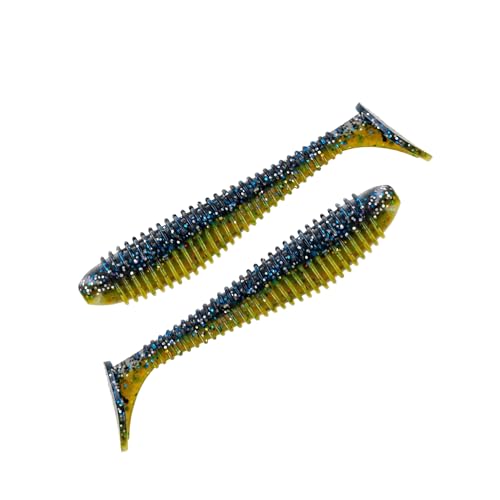Moose Baits 3.8” Paddle Swimmer Soft Plastic Baits – Bass Fishing Lures - Soft Lure Bass, Durable Plastic Bait Swimmer for Freshwater Bass (6 Pack) - color: Sunfish