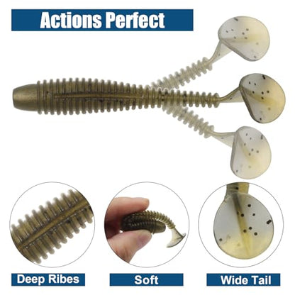 Paddle Tail Swimbaits, 2.5 inch/3inch Soft Lures Fishing Trout Crappie Bass for Freshwater and Saltwater 75PCS/60PCS - color: Gold Brown, size: 2.5 inch, 75 PCs