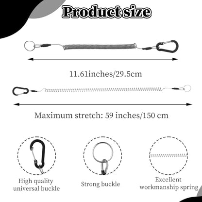 Dimeho Retractable Safety Coiled Lanyard Heavy Duty Fishing Lanyard Fishing Rod Tether Accessories - size: 2 m
