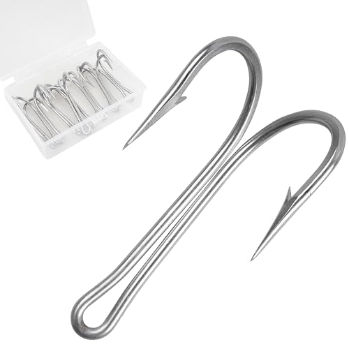 Classic Double Fishing Hooks Frog Hooks Fishing Double Hooks, 8pcs Stainless Steel Fishing Hooks with Strong Sharp Open Shank Barbed for Saltwater and Freshwater - size: 9/0-8pcs