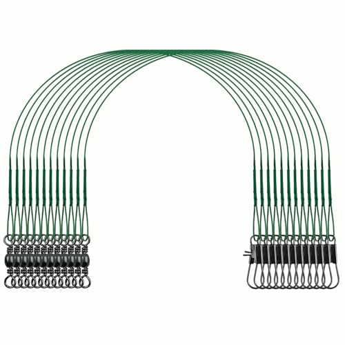 Fishing Wire Leaders 60PCS - 7in/9in/12in Stainless Steel Leaders with Swivels & Snaps for Bass, Pike, Catfish, Carp, Walleye - Saltwater & Freshwater Fishing Gear ﻿ - color: Green