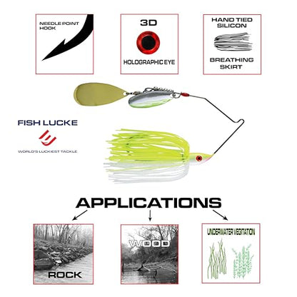 Hydra-Vibe Spinner Bait with Custom Blades - color: Chartreuse/White, size: 1/2 OZ