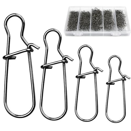 300Pcs Small Duo Lock Fishing Snaps, Stainless Steel Speed Clips for Lures, Quick Change Fishing Lure Connectors for Freshwater Saltwater, Sizes 0# 1# 2# 3#