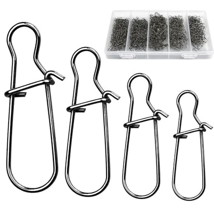 300Pcs Small Duo Lock Fishing Snaps, Stainless Steel Speed Clips for Lures, Quick Change Fishing Lure Connectors for Freshwater Saltwater, Sizes 0# 1# 2# 3#