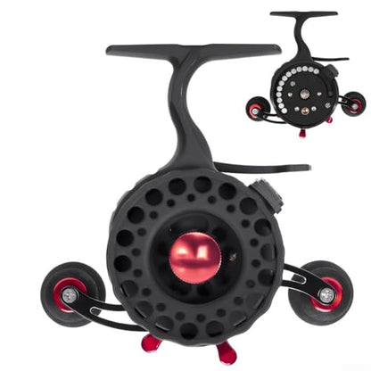 Ice Fishing Reel With 13 Magnets And 3 51 Gear Ratio, Featuring Magnetic Adjustment For Smooth Slow Descent And Funnel Shaped Design For Line Protection Against Wear(left hand)