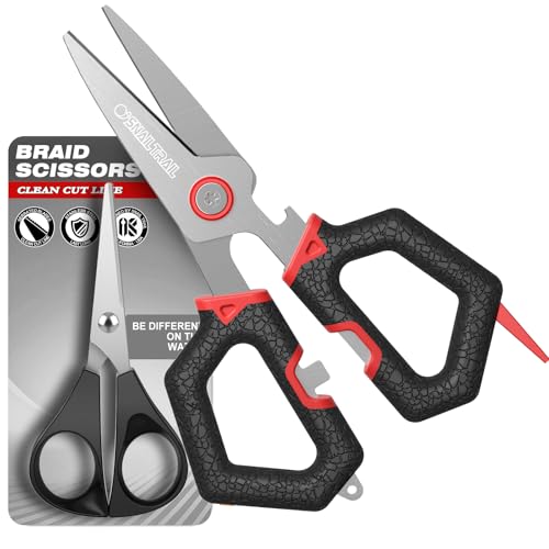 SNAIL TRAIL 2 Sets Fishing Braided Line Scissors, 6-inch & 4.5-inch Fishing Line Cutters Combo, Serrated Stainless Steel Fishing Shears for Saltwater, Fish Wire Cutters