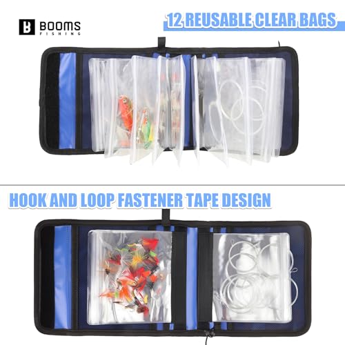 Booms Fishing Leader Holder Wallet: Fly Fishing Tippet Line Storage with 12 Clear Pocket and Tippet Holder - size: Large