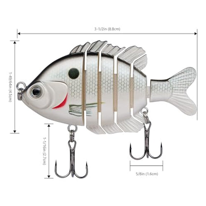 BASSDASH SwimPanfish Multi Jointed Panfish Bluegill Swimbaits Hard Topwater Bass Lures Fishing Lure Crank Saltwater 3.5in/0.85oz,Pack of 4 - color: WFBY