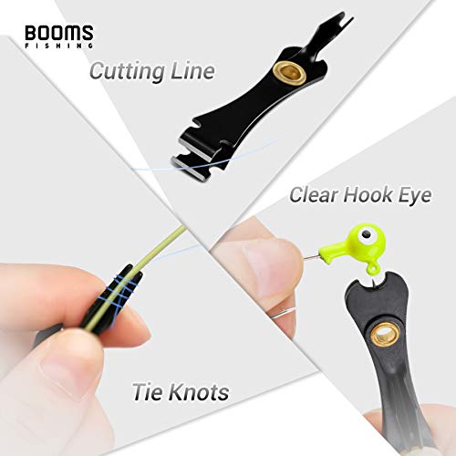 Booms Fishing FC2 Fishing Knot Tying Tool, Fly Fishing Line Cutter, Fishing Clippers with Retractor - color: Black, 2pcs
