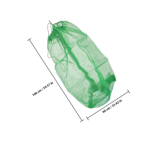 Luxshiny Portable Fishing Net Bag Drawstring Mesh Basket Nylon Collapsible Fish Keeper Net 100x60cm for Outdoor Fishing and Crabbing