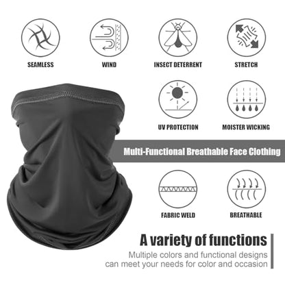 Geyoga Summer UV Protection Cooling Neck Gaiter | Sunscreen Breathable Face Scarf Bandana Mask Neck Gaiter for Outdoor Fishing Hiking Camping - color: Dark Color
