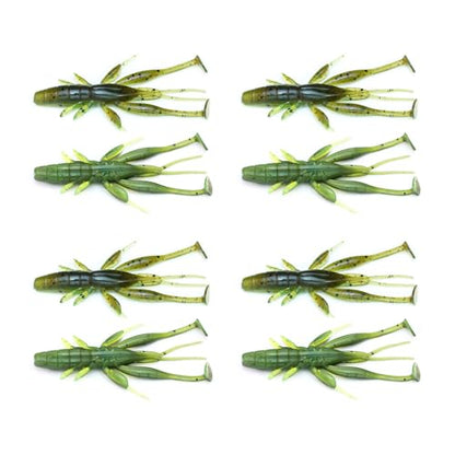 8pcs Soft Crawfish Baits Artificial Baits Floating Shrimp Lobster Baits Crayfishs Lure Swimbait Elastic Simulation Baits - color: light green 6