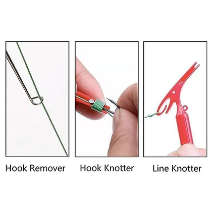 4PCS Portable Fishing Hook Remover Fishing Quick Removal Tool Device Security Extractor Built-in Loop Tyer Hook Sharpener Quick Knot Tying Tool