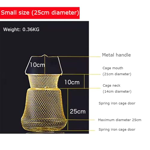 Collapsible Fish Basket Metal Fish Keeper Fishing Net Basket Fishing Creel with Breathable Mesh for Hiking Fishing - size: Small