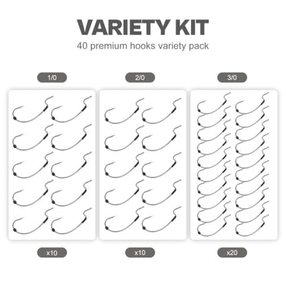 OJY&DOIIIY Offset EWG Worm Fishing Hook, Dual Anti-Slip Bait Keeper System Wide Gap Texas Rig Hook for Soft Plastic Baits 40/30-Pack 1/0 2/0 3/0 4/0 5/0 - size: 4/0 - 30Pack