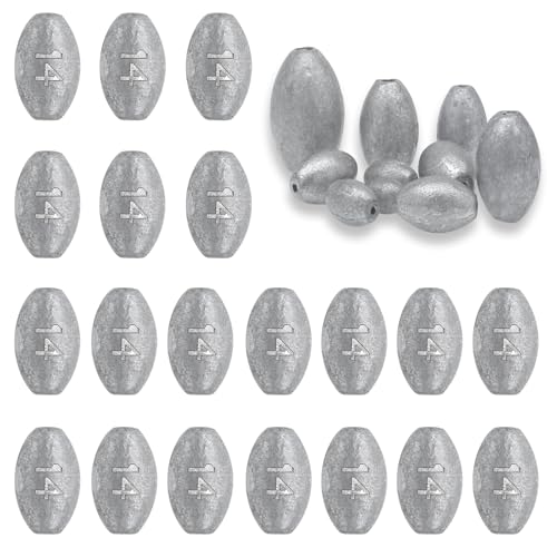 Egg Weights Fishing Sinkers Weights Assortment Lead Oval Shaped Drop Weight | Sinker Tackle for Freshwater Saltwater Fishing Bass Casting - style: 1/2oz-20pc