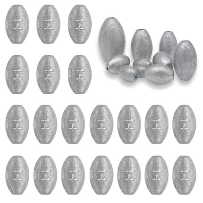 Egg Weights Fishing Sinkers Weights Assortment Lead Oval Shaped Drop Weight | Sinker Tackle for Freshwater Saltwater Fishing Bass Casting - style: 1/2oz-20pc