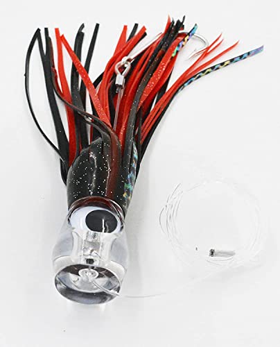 Fishing Lure Set of 6 Trolling Saltwater Skirted Lures: Rigged Lures and Black Bag Included. Catch Any Predatory Pelagic Fish in The Ocean Including Dolphin, Tuna, and Wahoo! - size: 9 inch
