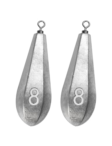 BLUEWING Swivel Bank Sinkers Fishing Weights with Swivel Bottom Bullet Sinkers for Freshwater and Saltwater, 1/8oz to 16oz - size: #9 8oz, 2pcs
