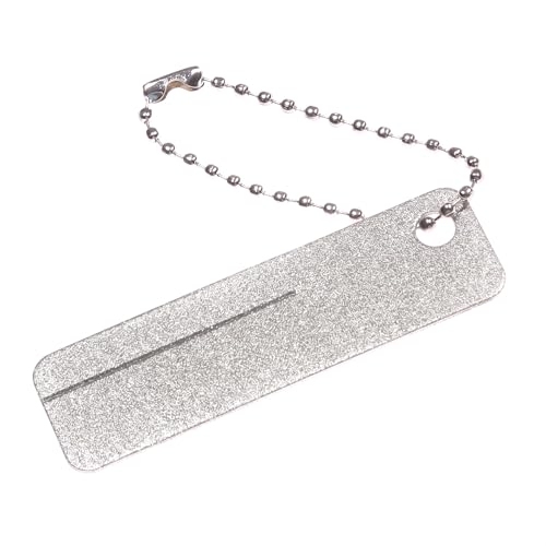 Fishing Gear, Silver Double Sided Diamond Accessories Portable Flat Fish Hook Sharpener With Hanging Chain Durable Metal Hook Remover Tool For Saltwater Freshwater J Hooks Fishing Must Haves