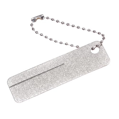 Fishing Gear, Silver Double Sided Diamond Accessories Portable Flat Fish Hook Sharpener With Hanging Chain Durable Metal Hook Remover Tool For Saltwater Freshwater J Hooks Fishing Must Haves