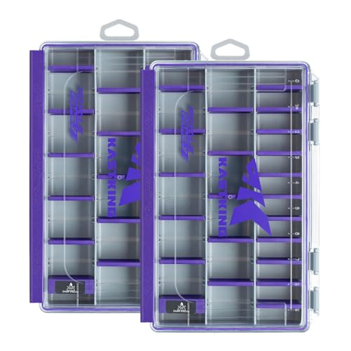 KastKing HyperSeal Waterproof Tackle Box, 3600 and 3700 Tackle Trays, Fishing Tackle Box Organizer with Removable Dividers, Lure Box and Terminal Tackle Storage,Purple - color: Purple, size: 3600(2 Pack)