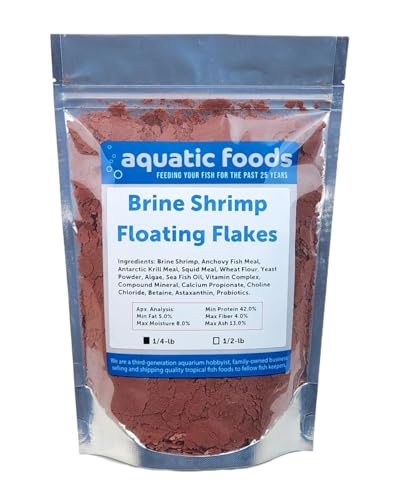 Brine Shrimp Flakes for Freshwater Cichlids, Angels, Tetras, Guppies, Marine Tangs, Butterflies, Angelfish, Anthias, Clown Fish. WL…1/4-lb Foil Pouch Bag - size: 4 Ounce (Pack of 1)