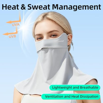 UPF 50+ Sun Protection Face Mask with Neck Coverage, UV Face Mask for Outdoor Activities, Unisex Breathable Sun Mask - style: Grey 1