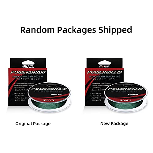RUNCL PowerBraid Fishing Line 4/8/9 Strands, Braided Fishing Line 300/500/1000Yds - Seamless Weaving Tech, Enhanced Coating Tech, Zero Stretch, High Sensitivity, Smaller Diameter - Braid Line 15-115LB - color: Moss Green, size: 18LB-300yds(8 Strands)