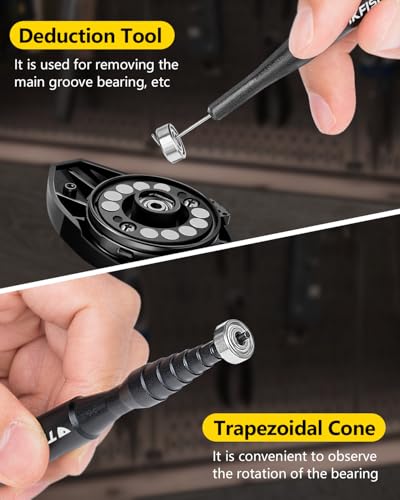 THKFISH Fishing Reel Maintenance Kit, Reel Repair Tool Kit, Fishing Reel Cleaning Set with Spool Pin Remover and 28 in 1 Screwdriver or 38 in 1 Electric Screwdriver - color: Black-Electric screwdriver