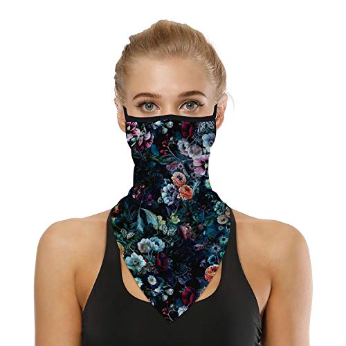YAYOUREL Neck Gaiter Face Mask Bandanas for Men Women UV Face Scarf Cover Ear Loop Hole Facemask for Fishing Running Cycling - color: Dark Blue