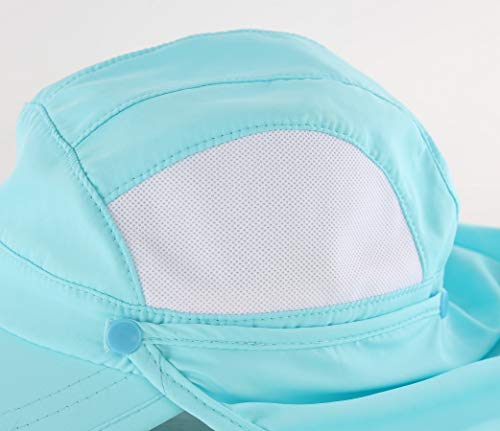 Connectyle Kids Sun Hat with Removable Neck Flap UPF 50+ Sun Protection Baseball Cap Summer Beach Sun Hats 3-6 Years - color: Aqua Blue