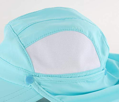 Connectyle Kids Sun Hat with Removable Neck Flap UPF 50+ Sun Protection Baseball Cap Summer Beach Sun Hats 3-6 Years - color: Aqua Blue
