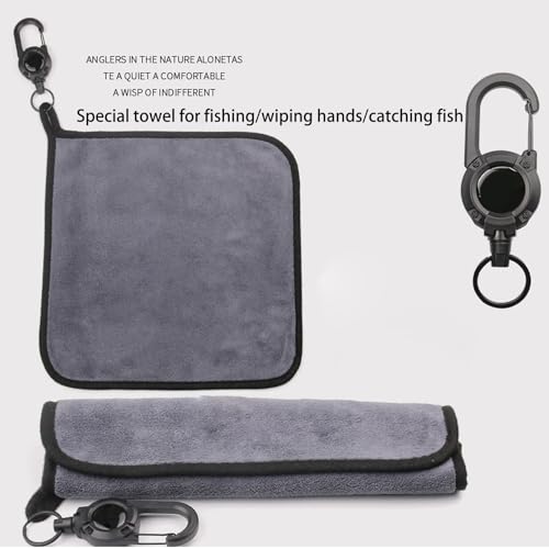 Absorbent Microfiber Hand Tool with Thick Fishing Towel with Absorbent Microfiber Expandable Hook and Fishing Towel for Rod Maintenance