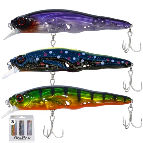 Topwater Fishing Lures -Hard Swimbait,3 8/9in 1/2oz Floating Lure with Hollow Cavity for Scent Attractant, for Bass,Pike,Trout,Freshwater & Saltwater - color: Combination A