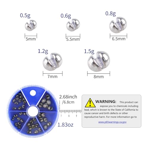 Split Shot Sinkers Combo Assortment - 5 Sizes Removable Pure Lead Egg Sinkers & Micro Weights for Trout Fishing | Freshwater &Saltwater Gear with Fly & Ice Fishing Precision | Small Weights