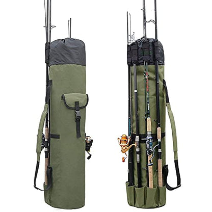 Fishing Pole Rod Holder Bags, Fishing Organizer Case Carrier Reel Pole Storage Bags Waterproof Fishing Gear Organizer Travel Carry Bags - color: Khaki Green