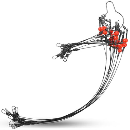 Fishing Leaders Saltwater Fishing Rigs Fishing Wire Leaders with Swivels Snaps High-Strength Fishing Leader Line Rig Bottom Rig Nylon Steel Sea Surf Fishing Rigs Tackle 1Arm 2Arms - color: Black Stainless Steel, style: 1 Arm, 12pcs