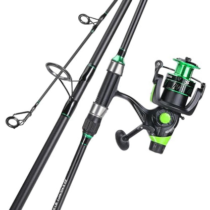 Sougayilang Surf Fishing Rod Combo IM8 Carbon 3 Piece Travel Spinning Rod with 4000 Size Spinning Reel (9'/10'/11'/12') - size: 11'0"