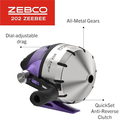 Zebco Zebco 202 Spincast Reel and Fishing Rod Combo, Pre-Spooled with 10-Pound Cajun Line, Includes Tackle Kit - color: Pink