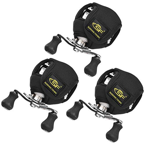 SF Low Profile Casting Baitcast Reels Cover Case Reel Pouch Glove for Fits 50 100 200 300 Series Baitcaster - color: Baitcast up to 200 Series/3 PCS