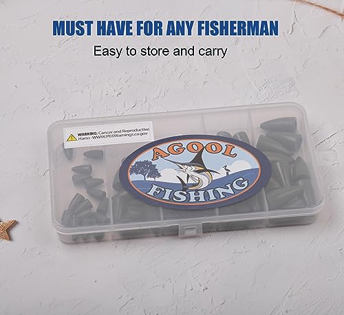 Bullet Fishing Sinkers Bass Fishing Weights Kit, 60pcs Worm Fishing Slip Weights Painted Pitching Flipping Weight Worm Weights for Bass Fishing Texas Rig Carolina Rig - style: Green-60pcs