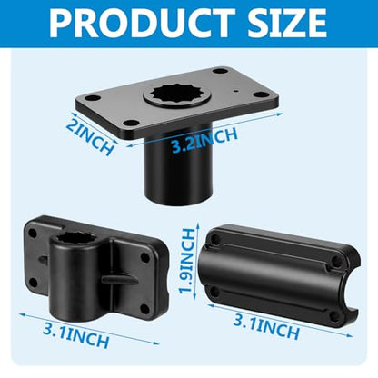 Sanwuta 4 Pack Adjustable Fishing Rod Holder Deck Mount Set, Boat Raft Fishing Holder Mounts Bracket with Clamp Base for Marine Fish Tackle Pontoon Kayak Gear Accessories