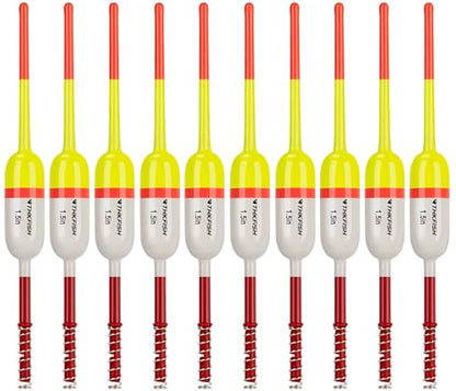 THKFISH Fishing Bobbers Fishing Floats and Bobbers Slip Bobbers for Fishing Balsa Floats Crappie Fishing Bobbers Fixed Bobber (1.5"X0.59"X5.4") (2.5"X0.59"X5.4") - color: Yellow-White-1.5IN