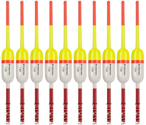 THKFISH Fishing Bobbers Fishing Floats and Bobbers Slip Bobbers for Fishing Balsa Floats Crappie Fishing Bobbers Fixed Bobber (1.5"X0.59"X5.4") (2.5"X0.59"X5.4") - color: Yellow-White-1.5IN