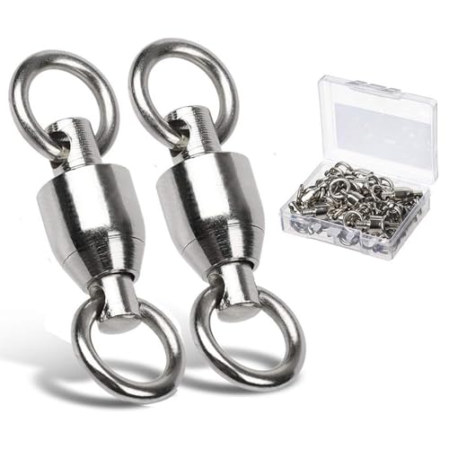 AMYSPORTS Ball Bearing Swivels Connector High Strength Stainless Steel Solid Welded Rings Barrel Swivels Saltwater Freshwater Fishing - size: Size8 (276lb) 25 pcs