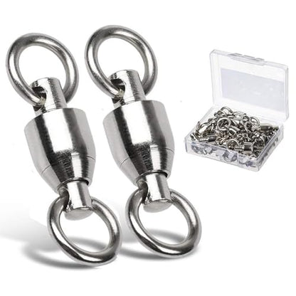 AMYSPORTS Ball Bearing Swivels Connector High Strength Stainless Steel Solid Welded Rings Barrel Swivels Saltwater Freshwater Fishing - size: Size1 (45lb) 50 pcs
